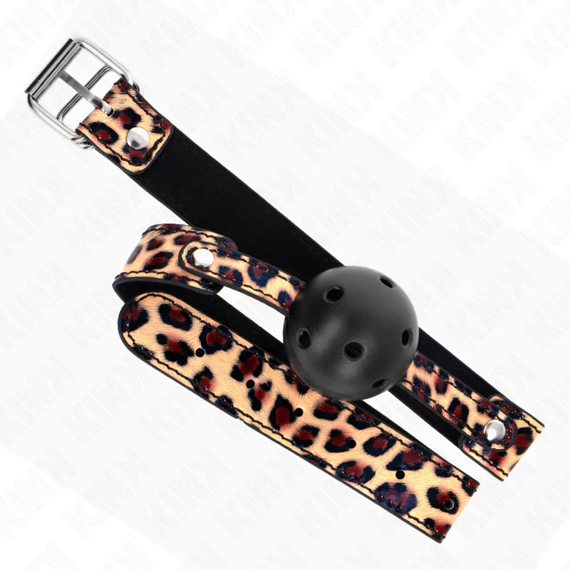 KINK - BOLA RESPIRÁVEL LEOPARDO 4,5 CM MORDAÇA 65 x 2,5 CM - Image 4