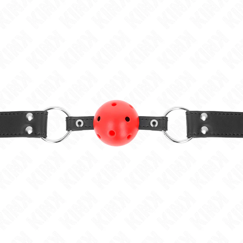 KINK - BOLA RESPIRÁVEL MORDAÇA DE 4 CM COM REBITE DUPLO COURO 62,5 x 2,5 CM AJUSTÁVEL 42-58 CM - Image 3