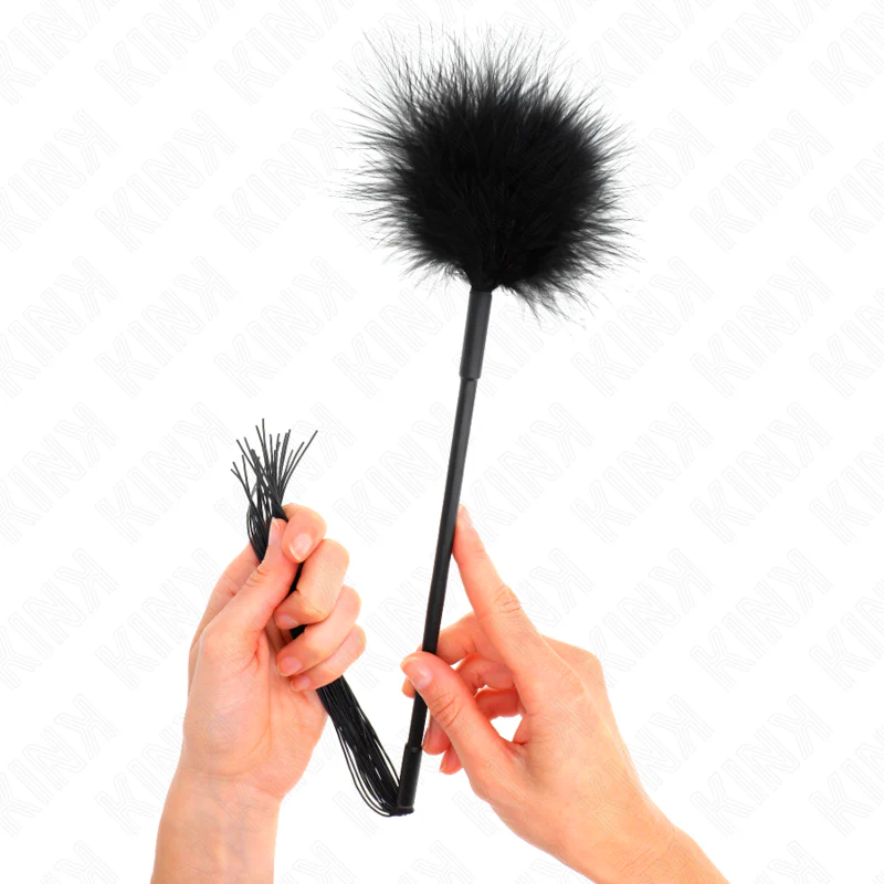 KINK - CHICOTE DE SILICONE COM PENAS PARA CÓCEGAS 47 CM - Image 4