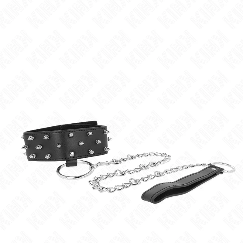 KINK - COLAR COM TRELA 65 CM COM PREGOS PRATA MODELO 5 AJUSTÁVEL 36-43 CM X 5 CM - Image 4