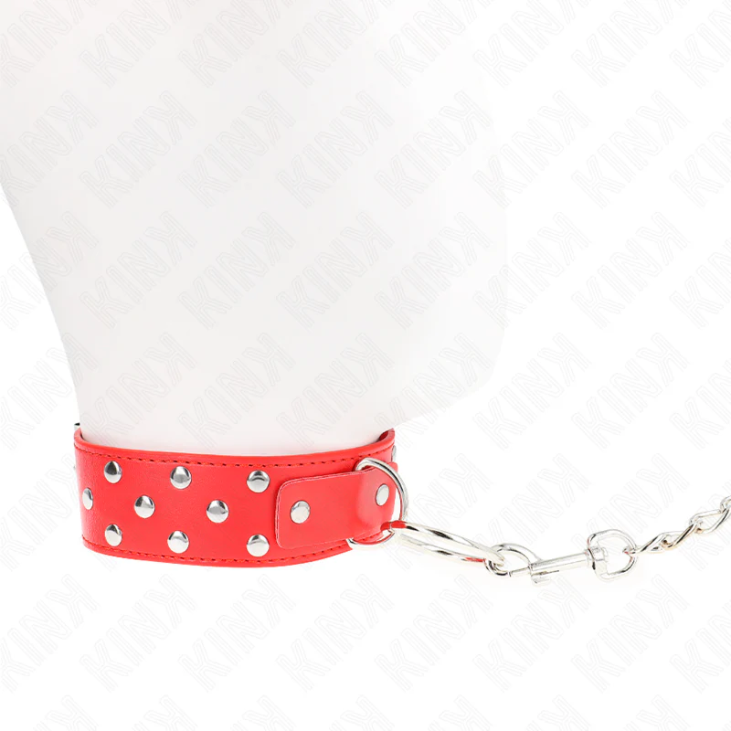 KINK - COLAR DE ALÇA DE REBITE DE ANEL COM CINTO 65 CM VERMELHO AJUSTÁVEL 36-50 CM X 3,8 CM - Image 3