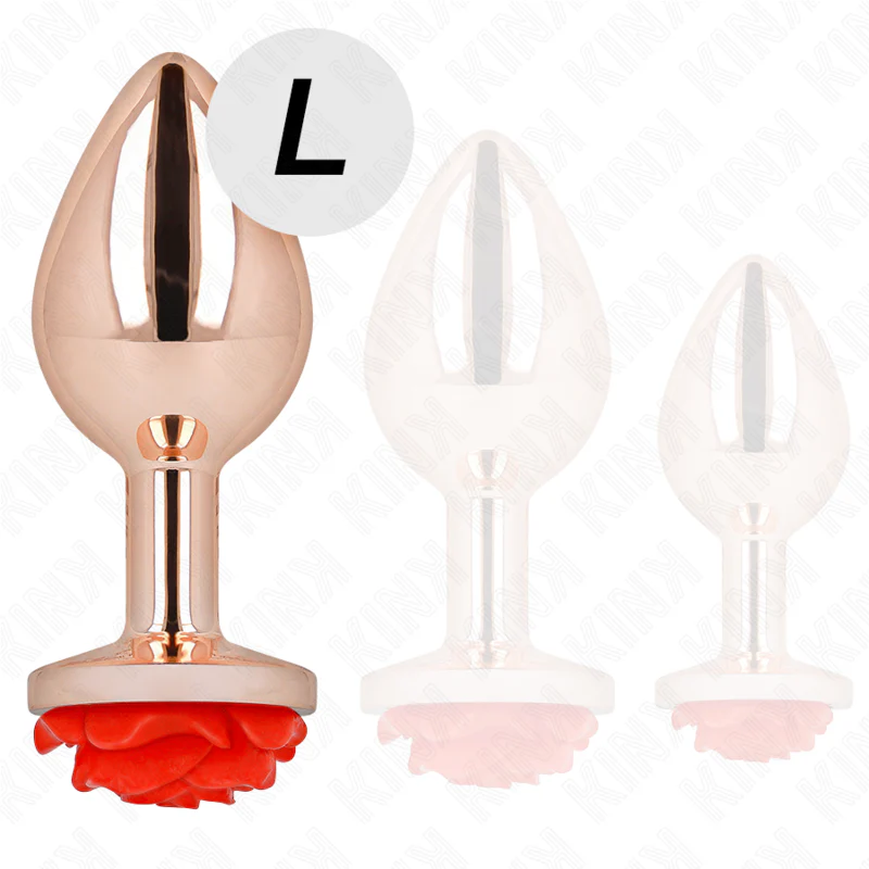KINK - PLUG ANAL ROSA OURO COM ROSA VERMELHA L - Image 2