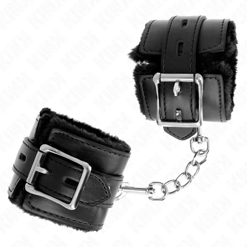 KINK - PULSO FORRO DE PELE COM FUROS QUADRADOS PRETO E CINTO PRETO AJUSTÁVEL 17-29 CM X 6 CM - Image 2