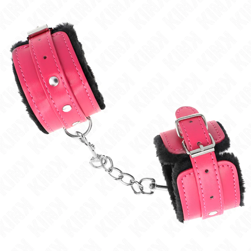 KINK - PULSO PREMIUM FORRO DE PELE PRETO COM CINTO RASPBERRY ROSE AJUSTÁVEL 17-29 CM X 6 CM - Image 2