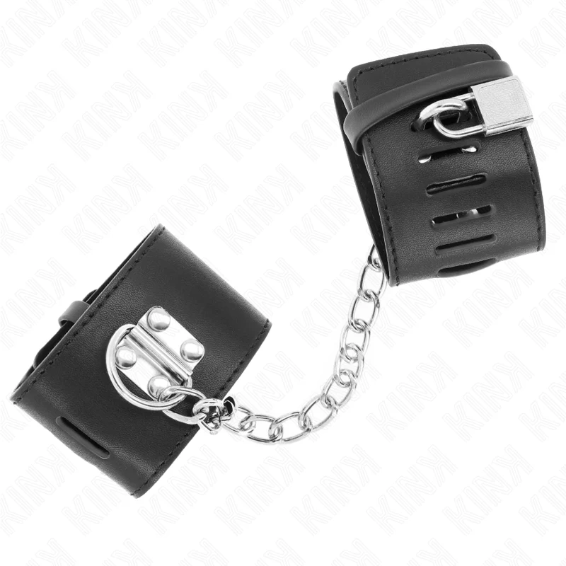 KINK - PUNHOS FIXOS COM CORRENTE 30 CM E FECHAMENTO DE CADEADO PRETO AJUSTÁVEIS 16-23 CM X 5,5 CM - Image 2