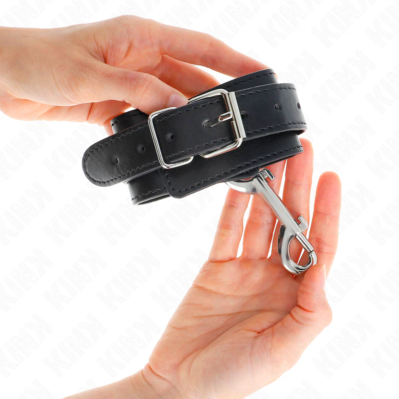 KINK - RETENÇÕES DE PULSO - LINHA DE REBITE ÚNICA E FIVELA GRANDE PRETA AJUSTÁVEL 17-28 CM X 5 CM - Image 3