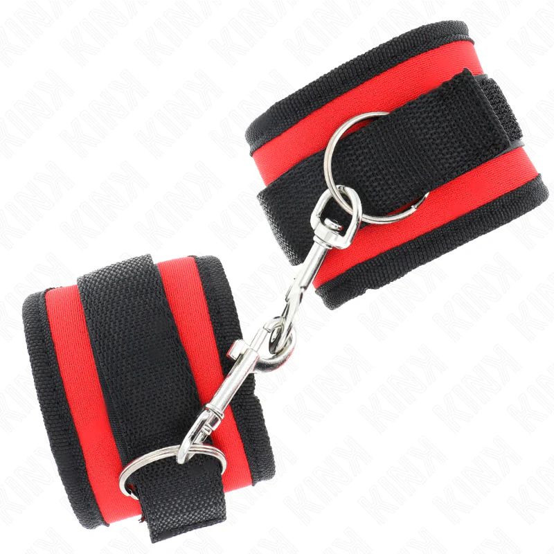 KINK - RETENÇÕES DE PULSO NYLON BIND HOOK&LOOP VERMELHO-PRETO MODELO 2 AJUSTÁVEL 18-35 CM X 6 CM - Image 2