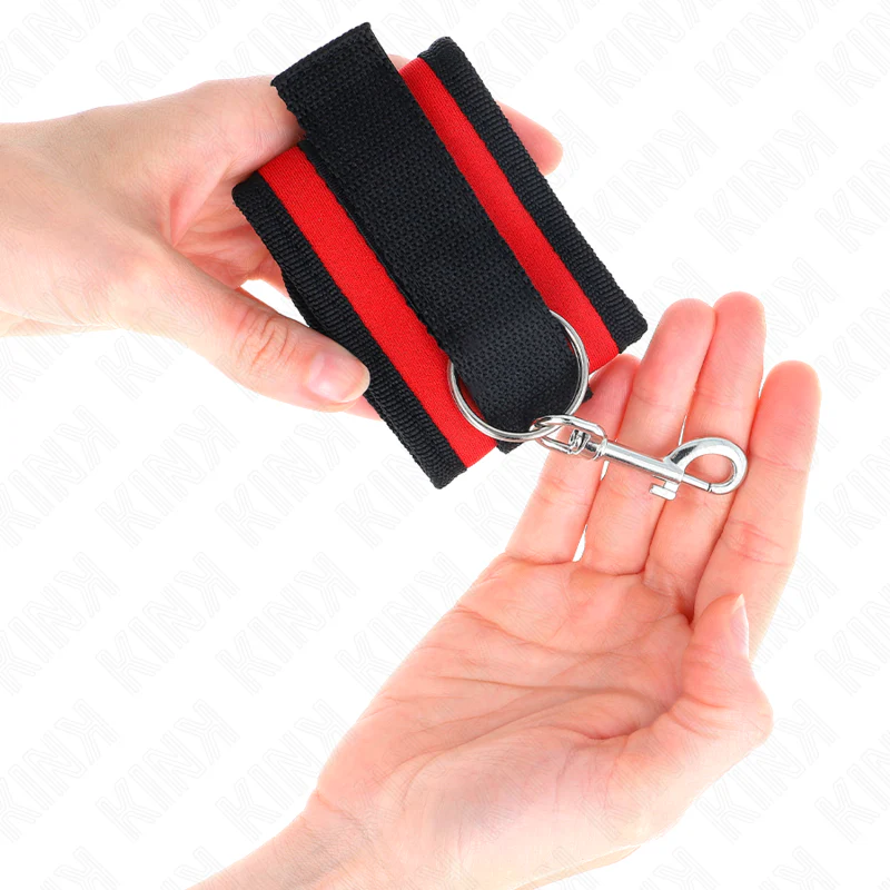 KINK - RETENÇÕES DE PULSO NYLON BIND HOOK&LOOP VERMELHO-PRETO MODELO 2 AJUSTÁVEL 18-35 CM X 6 CM - Image 3