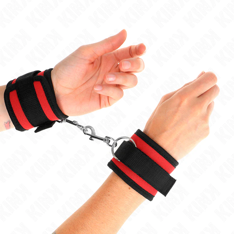 KINK - RETENÇÕES DE PULSO NYLON BIND HOOK&LOOP VERMELHO-PRETO MODELO 2 AJUSTÁVEL 18-35 CM X 6 CM - Image 4