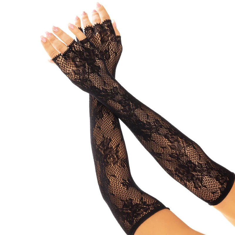 LEG AVENUE - GUANTES SIN DEDOS RED FLORAL BLANCO - Image 3