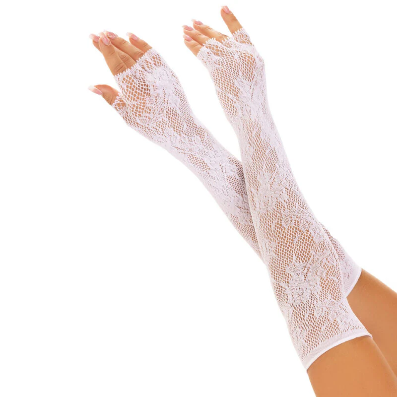 LEG AVENUE - GUANTES SIN DEDOS RED FLORAL BLANCO - Image 4
