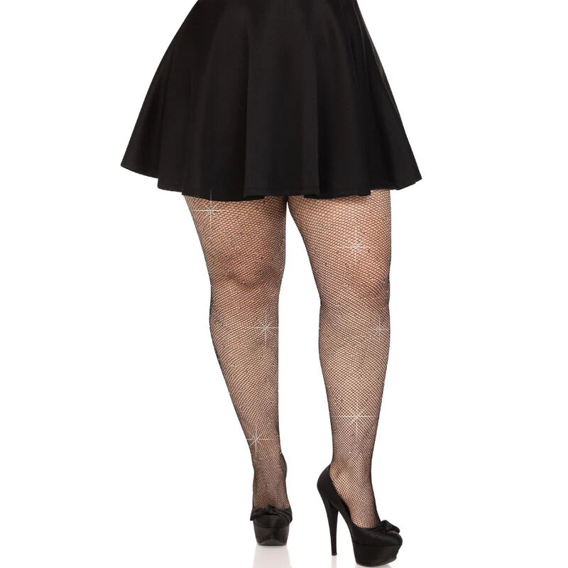 LEG AVENUE - MEDIAS REJILLA CRISTALIZADA NEGRO PLUS SIZE - Image 8