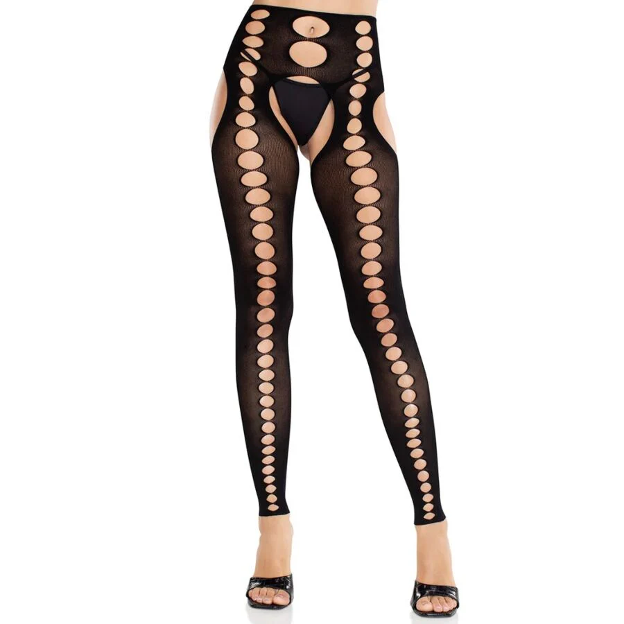 LEG AVENUE - MEIAS SEM ALÇAS SEM COSTURAS OPACAS PRETAS
