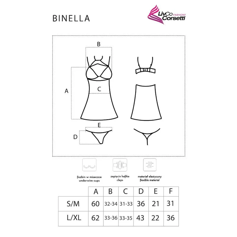 LIVCO CORSETTI FASHION - BINELLA SET BABYDOLL + TANGA NEGRO - Image 4
