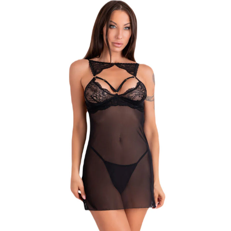 LIVCO CORSETTI FASHION - KROLINA LC 90734 CHEMISE + TANGA NEGRO S/M - Image 13