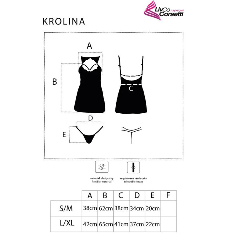 LIVCO CORSETTI FASHION - KROLINA LC 90734 CHEMISE + TANGA NEGRO S/M - Image 8