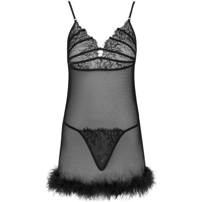 LIVCO CORSETTI FASHION - ZERUNAM SET BABYDOLL + TANGA NEGRO - Image 3