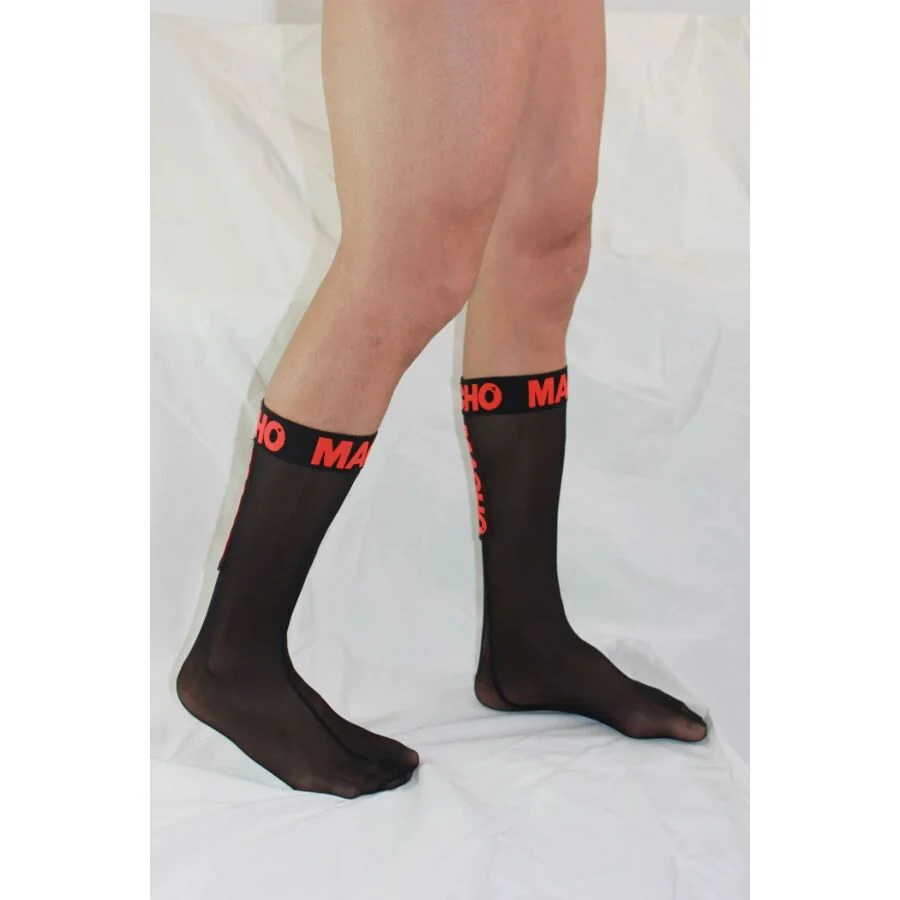 MACHO - MEIAS FINAS TAMANHO ÚNICO PRETO/VERMELHO - Image 6