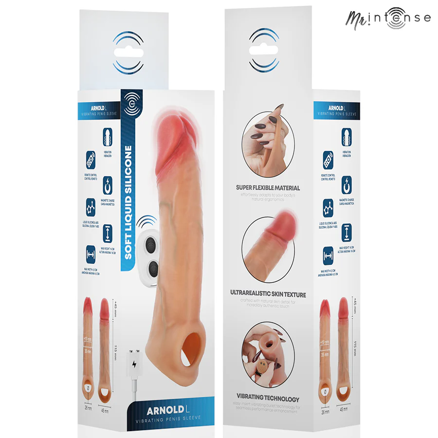 MR INTENSE - ARNOLD L CAPA PENIANA VIBRATÓRIA ULTRA-REALISTA COM CONTROLE REMOTO 16 CM -Ø- 4,5 CM - Image 7