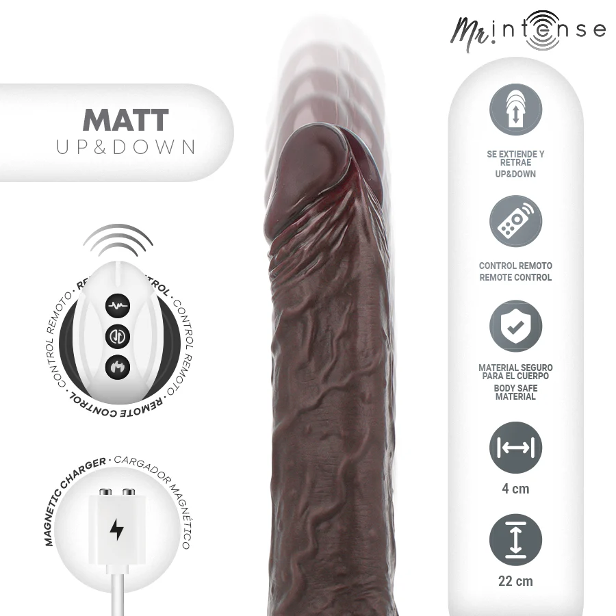 MR INTENSE - MATT REALISTA MULTIFUNCIONAL COM VIBRAÇÃO PARA CIMA E PARA BAIXO, CONTROLE REMOTO, 22 CM -O- 4 CM - Image 2