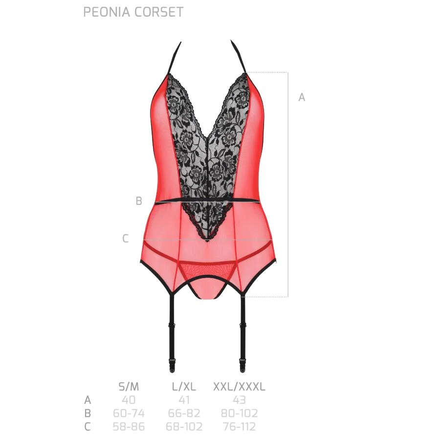 PASSION - PEONIA CORSET LINHA ERÓTICA VERMELHO S/M - Image 24