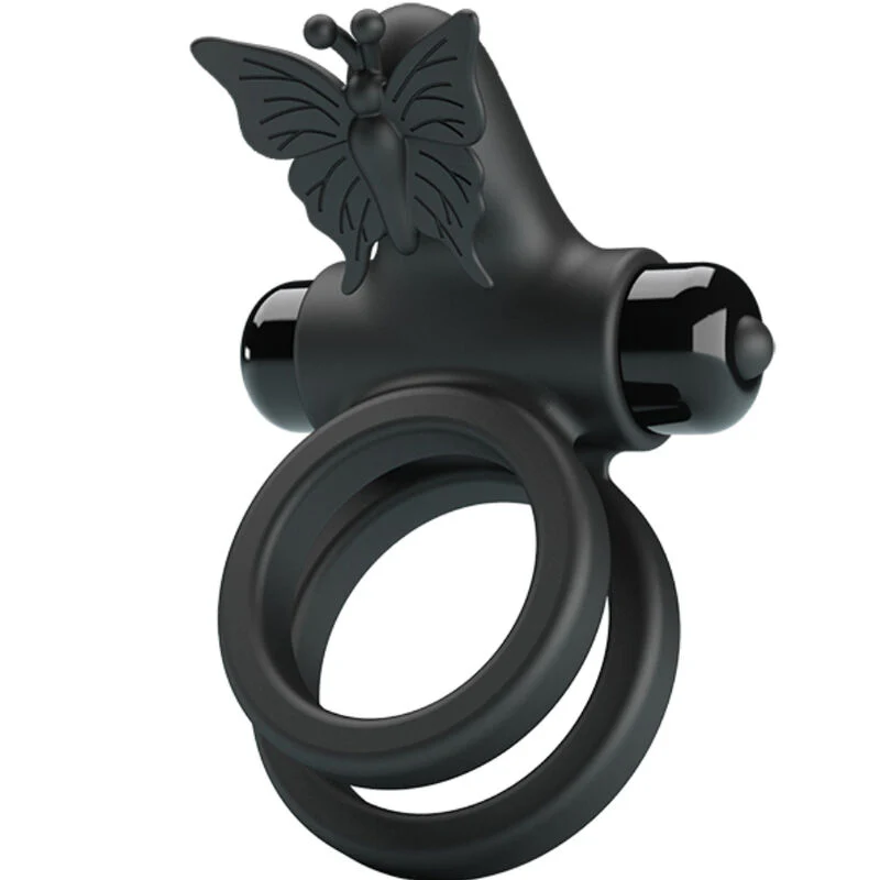 PRETTY LOVE - ANEL VIBRADOR DUPLO COM ESTIMULADOR PRETO - Image 2
