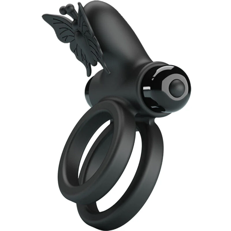 PRETTY LOVE - ANEL VIBRADOR DUPLO COM ESTIMULADOR PRETO - Image 5