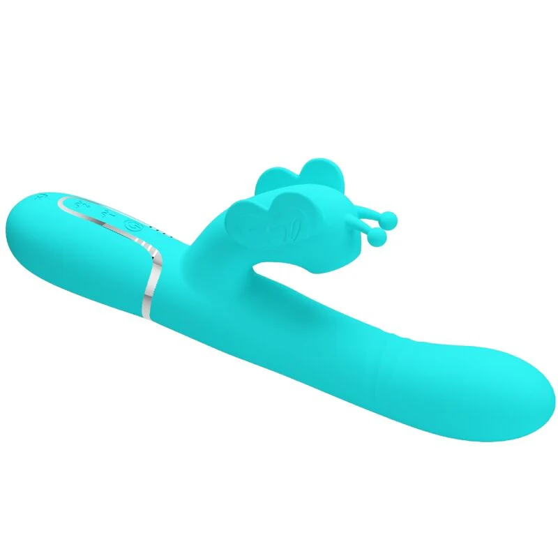 PRETTY LOVE - VIBRADOR COELHO MULTIFUNÇÕES 4 EM 1 BUTTERFLY AQUA VERDE - Image 5