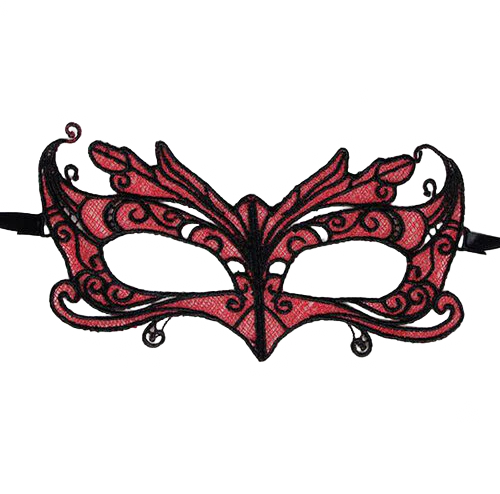 QUEEN LINGERIE - MSCARA DE RENDA COM DETALHES VERMELHOS