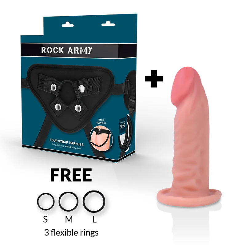 ROCKARMY - ARNÊS + DILDO REALÍSTICO TIGRE DE DUAL DENSIDADE 14 CM -O- 4.46 CM - Image 2