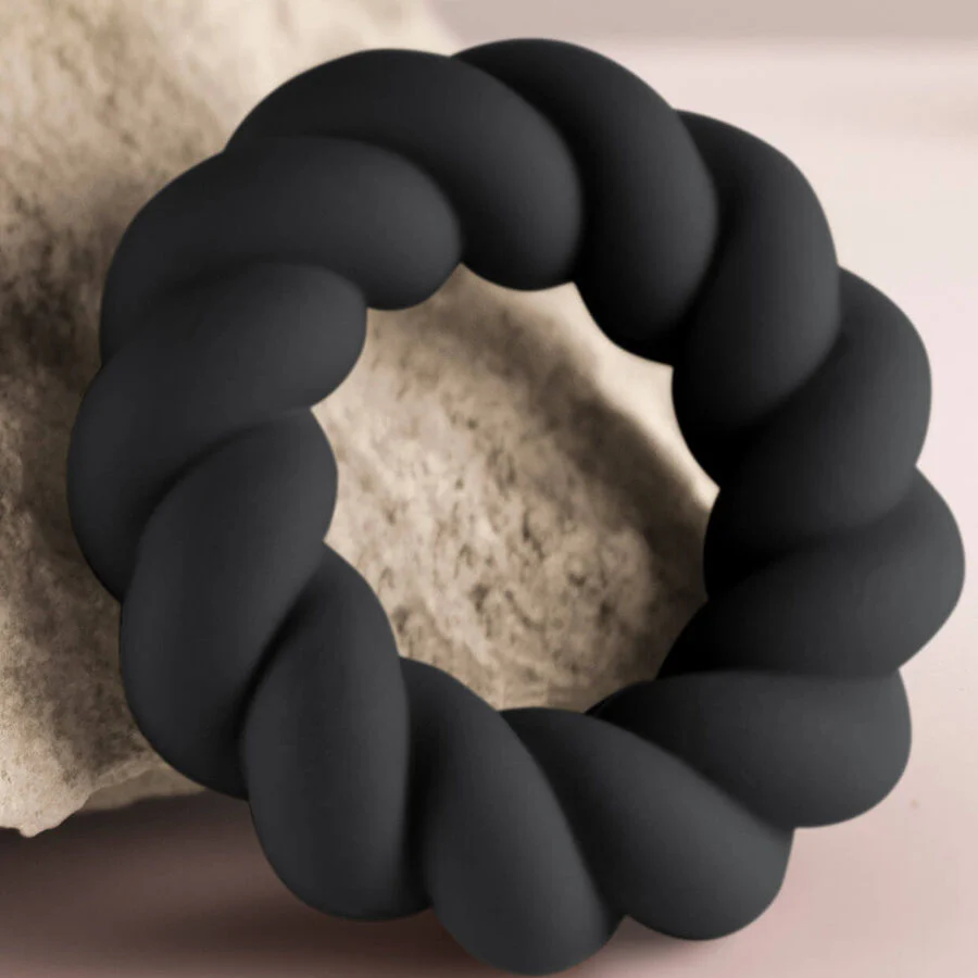 ROCKS-OFF - ANEL MASTURBADOR DE SILICONE PRETO TWIST - Image 5