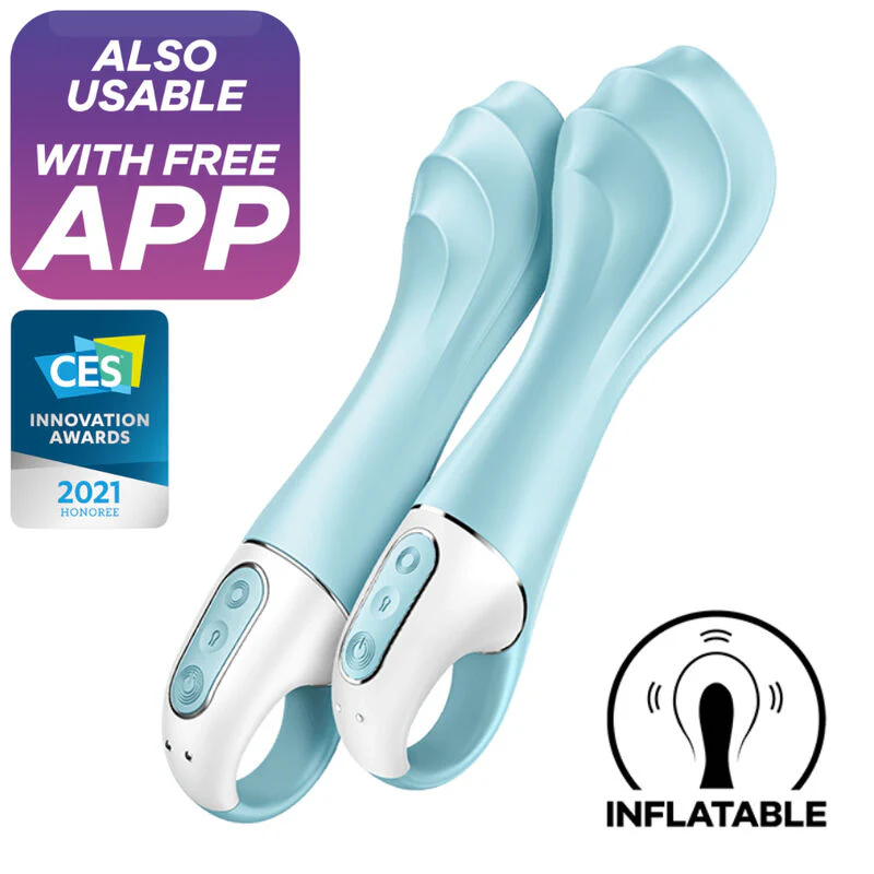 SATISFYER - AIR PUMP VIBRADOR 5+ APLICATIVO VIBRADOR INFLVEL G-SPOT AZUL - Image 2