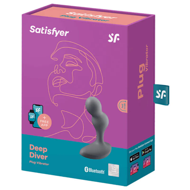 SATISFYER - APLICATIVO DE PLUGUE VIBRATÓRIO DEEP DIVER CINZA - Image 2