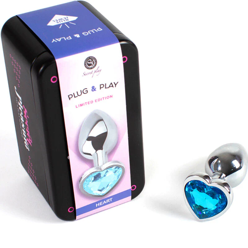 SECRETPLAY - PLUG ANAL DE METAL CORAO AZUL TAMANHO PEQUENO 7 CM - Image 2