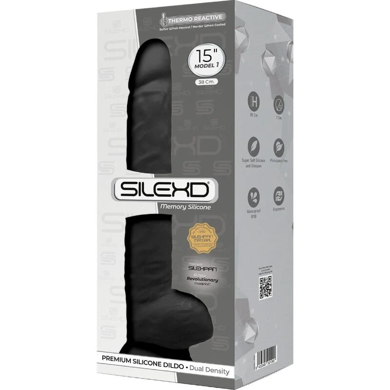 SILEXD - MODELO 1 PÊNIS REALÍSTICO PREMIUM SILEXPAN SILICONE PRETO 38 CM - Image 3