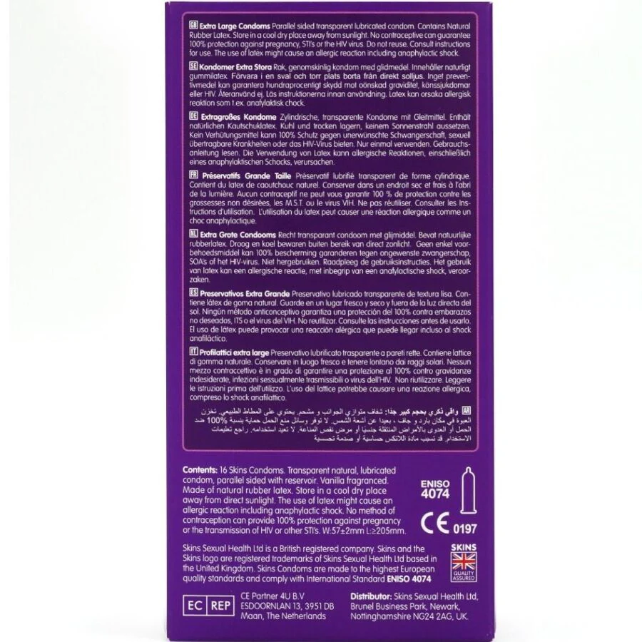 SKINS - PRESERVATIVOS EXTRA GRANDE PREMIUM PACOTE COM 16 - Image 4