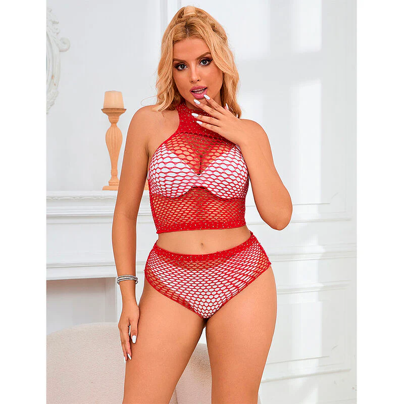 SUBBLIME - 952402 FISHNET SET COM DIAMANTES ROSA TAMANHO ÚNICO - Image 7