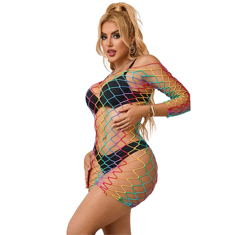 SUBBLIME - 952426 RAINBOW MANGA LONGA FISHNET VESTIDO TAMANHO ÚNICO - Image 5