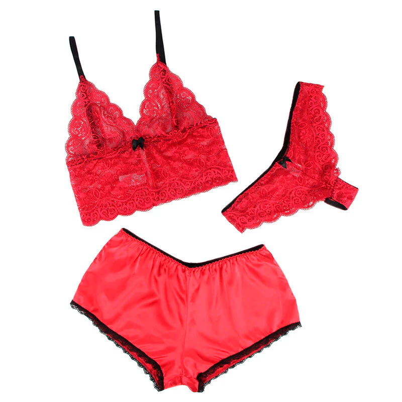SUBBLIME - 953904 CAMISOLA DE SEDA E RENDA + CALCINHA VERMELHA L/XL - Image 3