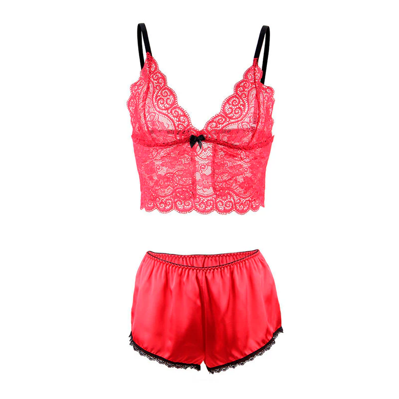 SUBBLIME - 953904 CAMISOLA DE SEDA E RENDA + CALCINHA VERMELHA L/XL - Image 5