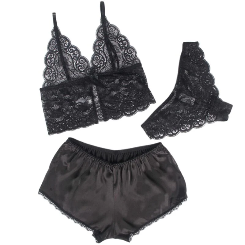 SUBBLIME - 953911 CAMISOLA DE SEDA E RENDA + CALCINHA PRETA S/M - Image 3