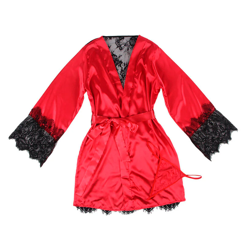 SUBBLIME - 954017 CAMISOLA DE RENDA TRANSPARENTE NAS COSTAS + TANGA VERMELHO/PRETO S/M - Image 4
