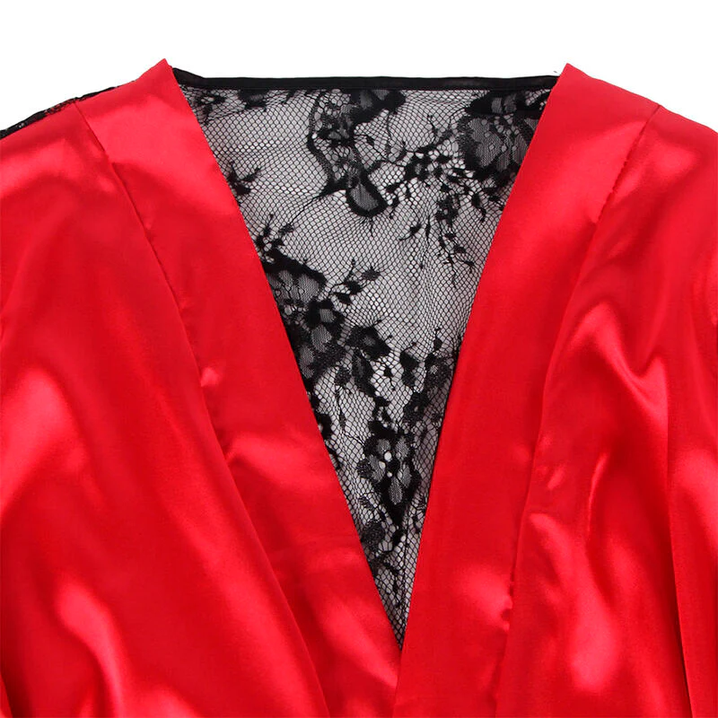 SUBBLIME - 954017 CAMISOLA DE RENDA TRANSPARENTE NAS COSTAS + TANGA VERMELHO/PRETO S/M - Image 5