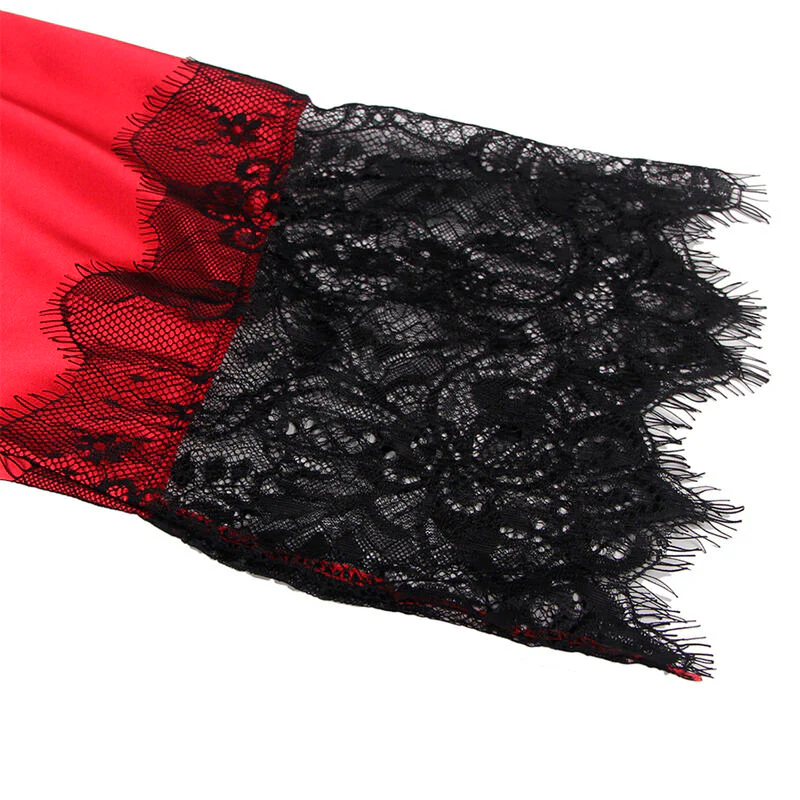 SUBBLIME - 954024 CAMISOLA DE RENDA TRANSPARENTE NAS COSTAS + TANGA VERMELHO/PRETO L/XL - Image 8