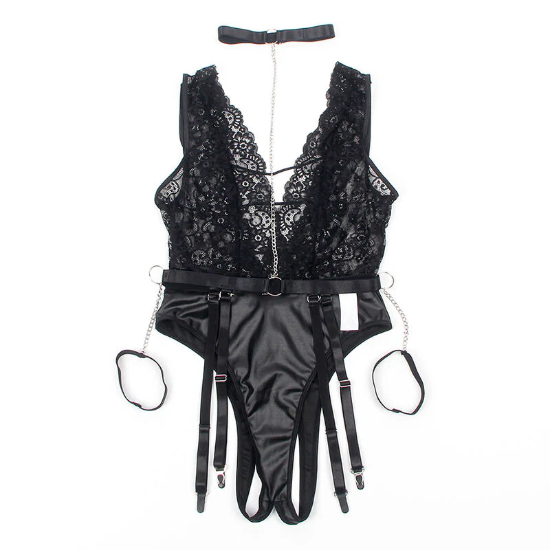 SUBBLIME - 954390 BODY SEXY COM CINTA-LIGA PRETO L/XL - Image 6