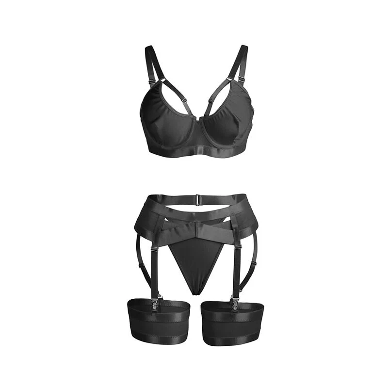 SUBBLIME - 955243 SUTIÃ BONDAGE PRETO COM CONJUNTO DE LIGA L/XL - Image 4