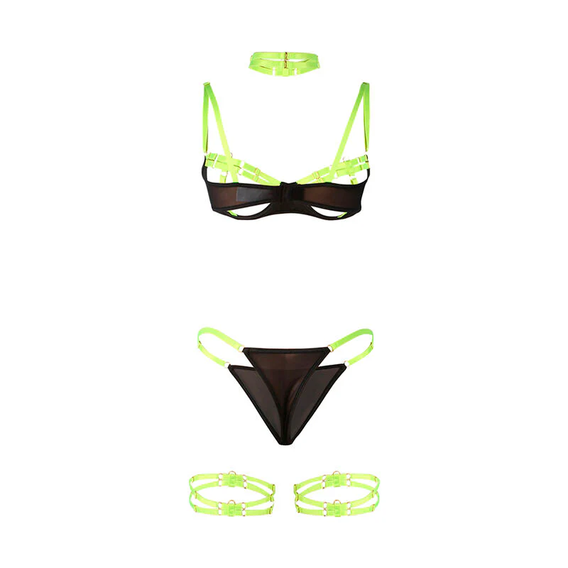 SUBBLIME - 955281 CONJUNTO DE SUTIÃ COM COLAR E DETALHES NAS PERNAS VERDE FLUORESCENTE L/XL - Image 6