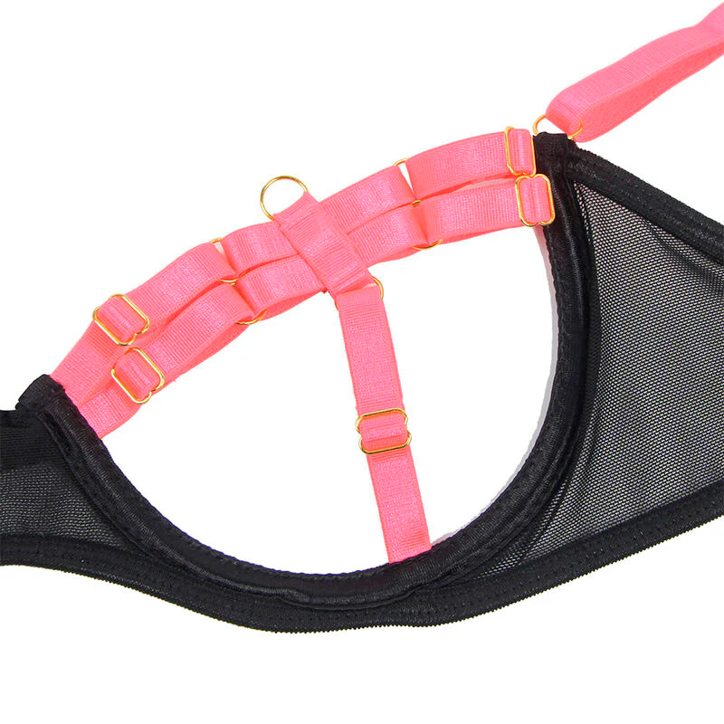 SUBBLIME - 955304 CONJUNTO DE SUTIÃ COM COLAR E DETALHES NAS PERNAS ROSA FLUORESCENTE L/XL - Image 8