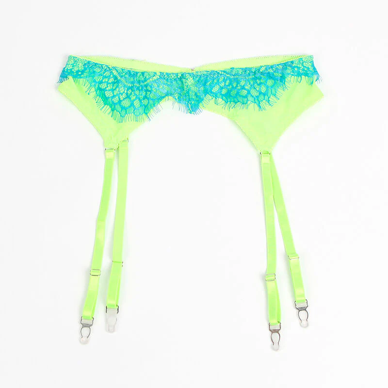 SUBBLIME - 955328 CONJUNTO DE SUTIÃ COM RENDA E LINHAS DE LIGA VERDE E AZUL L/XL - Image 13