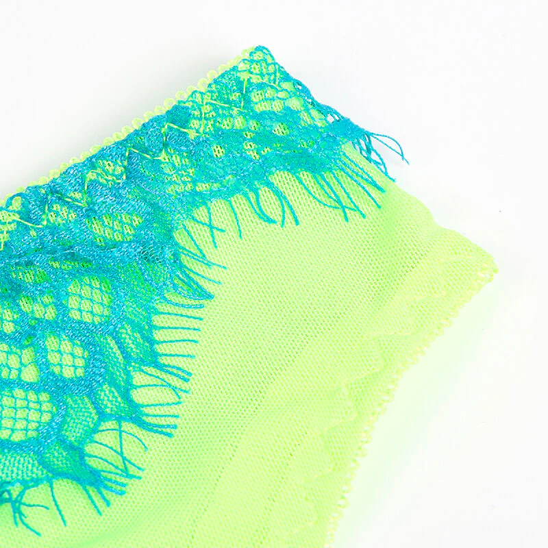 SUBBLIME - 955328 CONJUNTO DE SUTIÃ COM RENDA E LINHAS DE LIGA VERDE E AZUL L/XL - Image 9